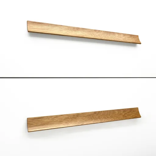 Flat curved cabinet handles solid wood